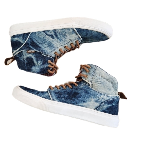 VAN'S OTW Collection,Blue/White Tie Dye Jean High tops, US Men's 8.5 - Picture 2 of 9